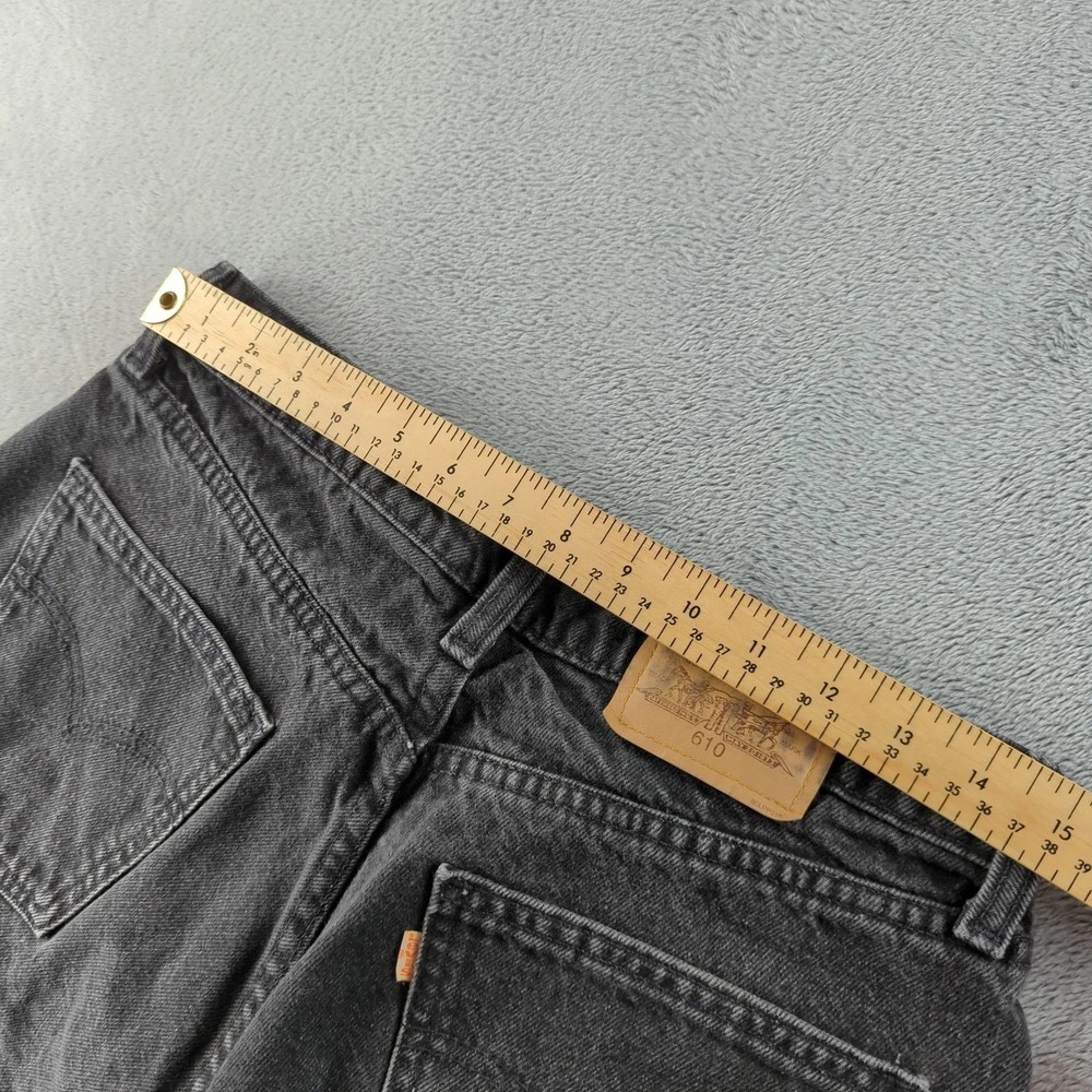 Vintage Levis Jeans 34‎ (Fits 30x32) Black Faded 610 Orange Tab Straight 90s Y2K - Picture 9 of 16